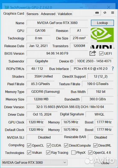 Gigabyte RTX 3060 eagle