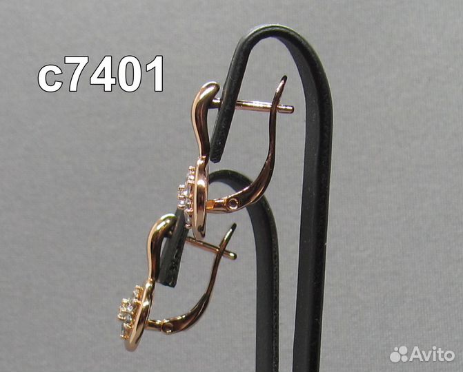 Позолоченные серьги с цирконами с7401 (новые)