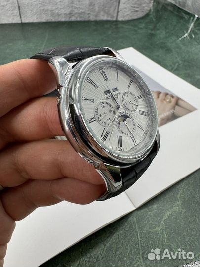 Часы мужские patek philippe на кожаном ремешке