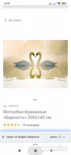 Фотообои лебеди верность