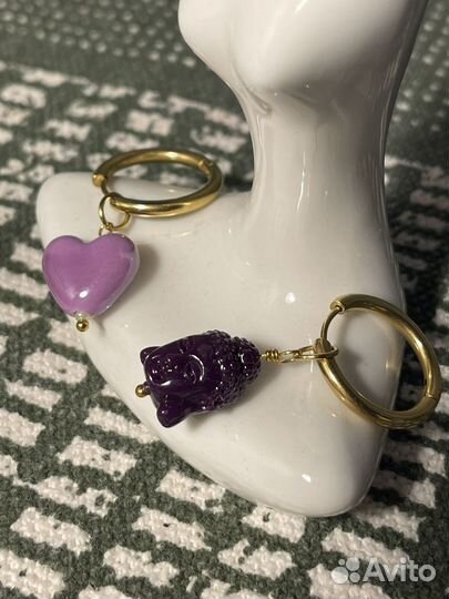 Серьги будда сердце