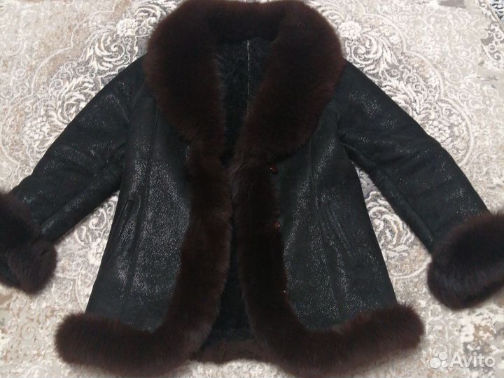 Меховой воротник песец коричневый