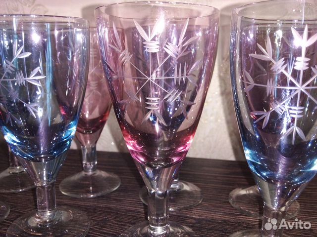 Фужеры рюмки кружки цветное стекло пантография
