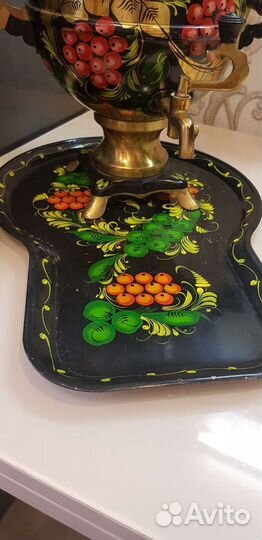 Самовар электрический поднос, 2 подстаканника