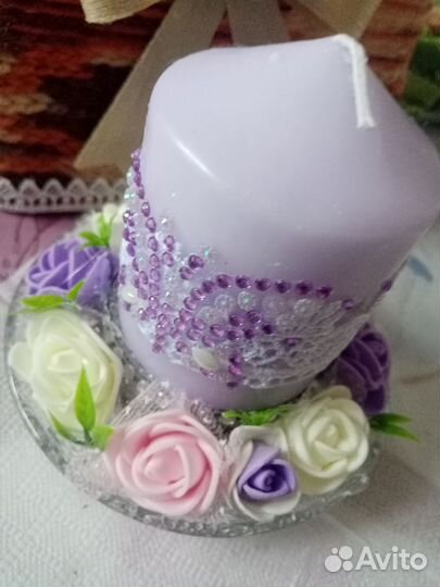 Подсвечник+свеча декорированная