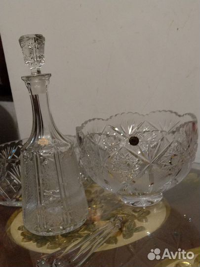 Графин, вазы, хрусталь, Чехословакия, подвески
