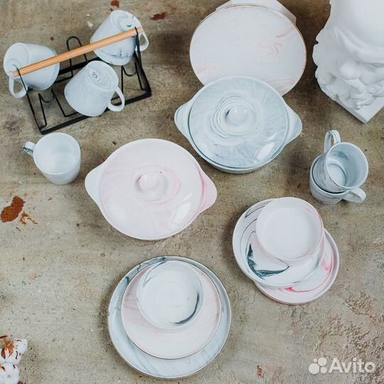 2 шт. Тарелка керамическая обеденная 'Мрамор', d25