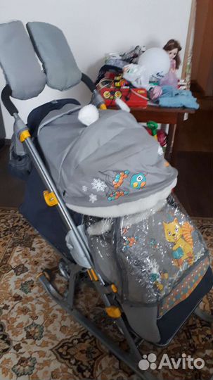 Детские санки коляска с колесами