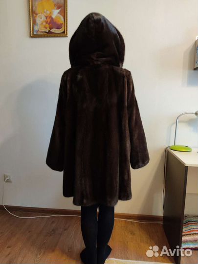 Шуба норковая с капюшоном