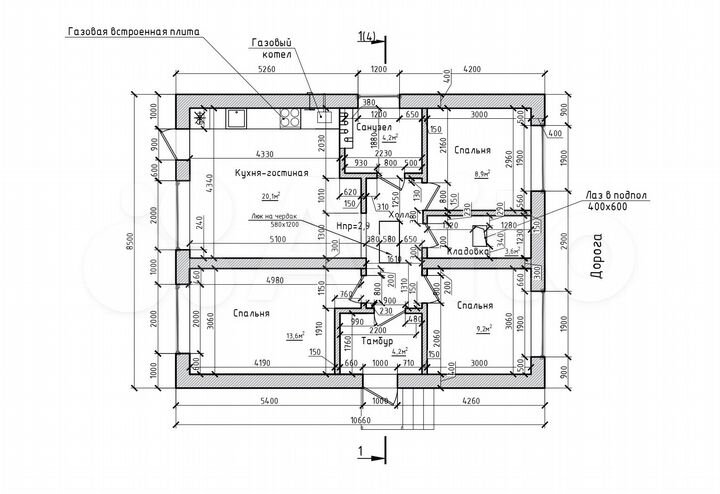 Дом 76 м² на участке 7 сот.