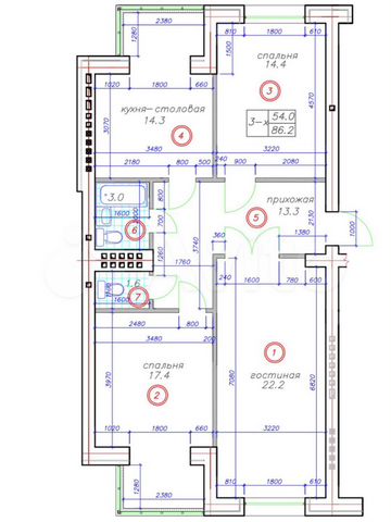 3-к. квартира, 88,3 м², 3/5 эт.