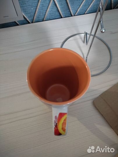 Новый набор больших кружек 6 штук с подставкой