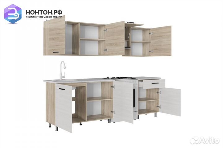 Кухня Глория 2.4м дуб сонома светлый / ясень анкор