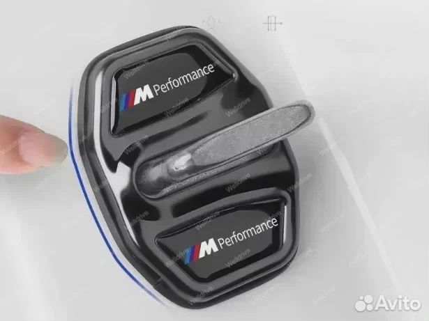 Накладки на дверные замки BMW черные (ромб, 4 шт.)