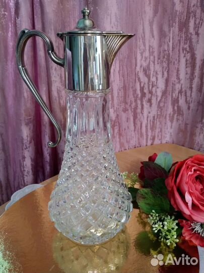 Декантер хрустальный посеребрённый, Англия