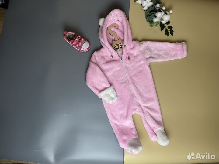 Комбинезон с ушками для девочки 62 размер