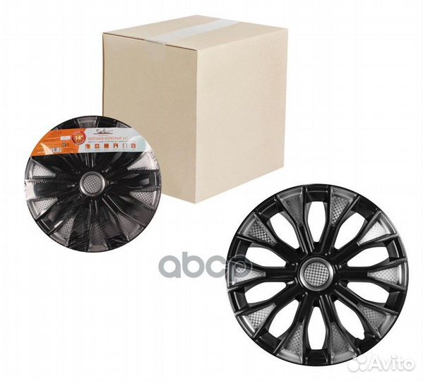 Колпаки колесные 15 Волтек Т, серебристый/черный