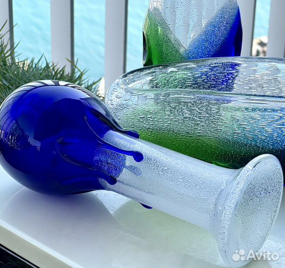 Ваза Чехословакия Цветное стекло