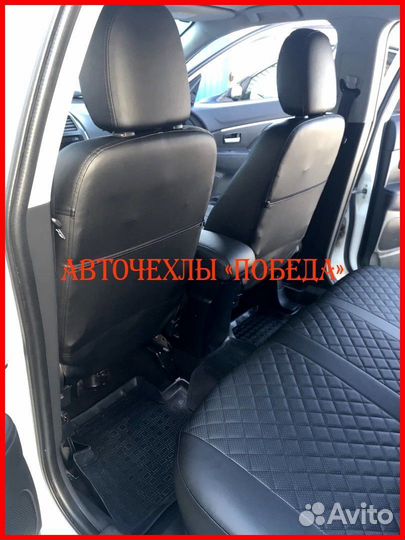 Чехлы Mitsubishi ASX из экокожи чёрные Ромб