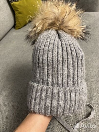 Шапка зимняя с енотом