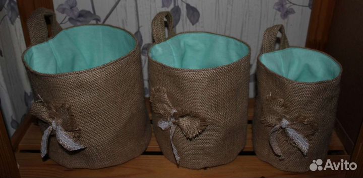 Корзинки из прочной джутовой ткани