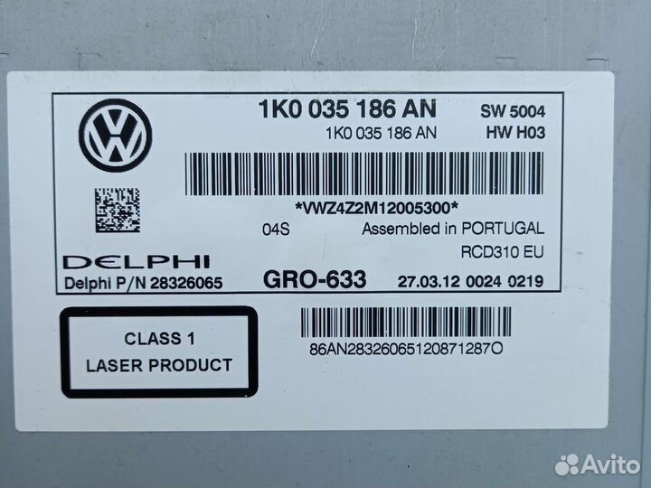 Автомагнитола штатная Volkswagen polo 2008-2020