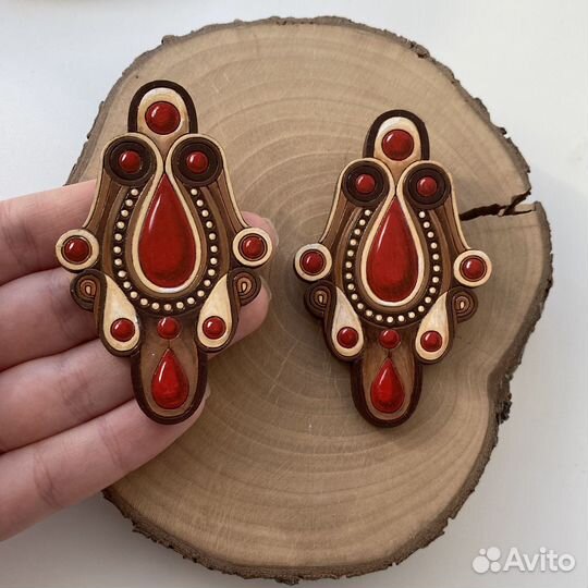 Этнические расписные деревянные серьги