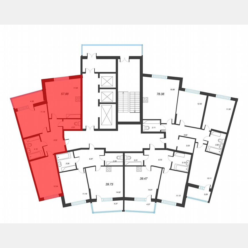 2-к. квартира, 60,1 м², 18/22 эт.