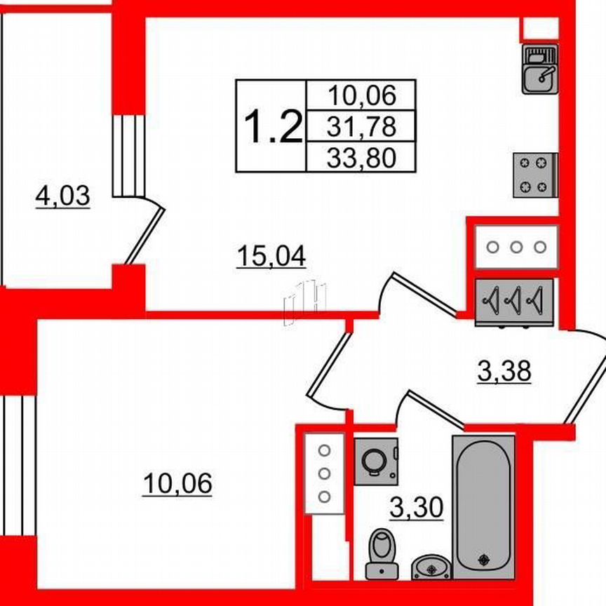 1-к. квартира, 31,8 м², 8/23 эт.