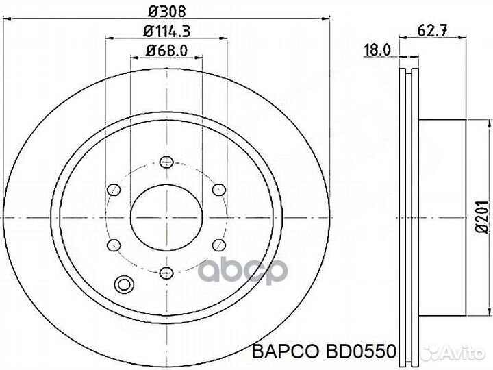 Диск тормозной задний,вент, BD0550 BD0550 bapco