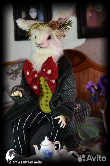 Мартовский Заяц авторская кукла ручной работы