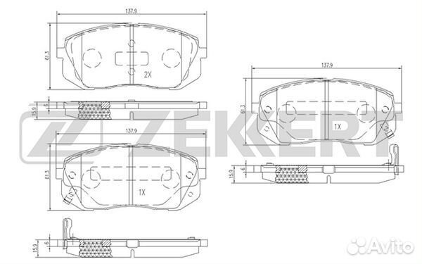 Колодки торм. диск. передн. Hyundai ix35 10- Kia Carens II-III 02- Sportage II-III 04- Seltos 19