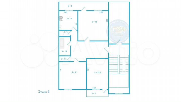 3-к. квартира, 61,2 м², 4/5 эт.