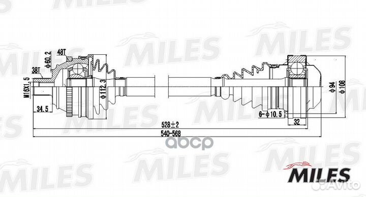 GC00140 miles Привод в сборе лев./прав.(ABS) GC