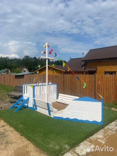 Детская песочница кораблик 120х300