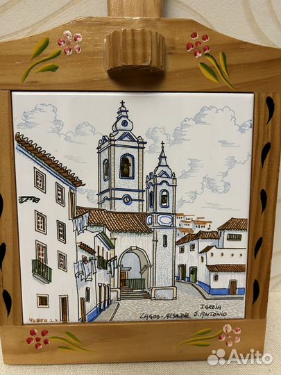 Винтажная сырная доска дерево/керамика. Португалия