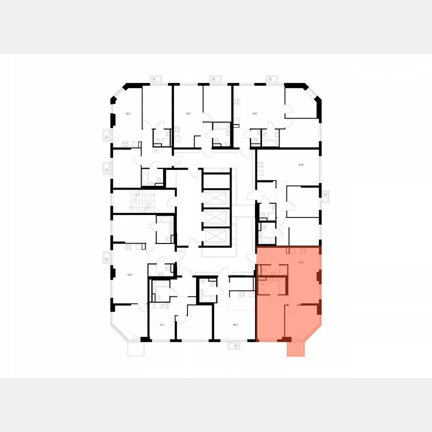 2-к. квартира, 50,8 м², 11/23 эт.