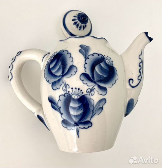 Идеальный Чайник советский фарфор гжель, кобальт