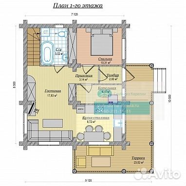 М-Красивый современный дом из бревна Д-49