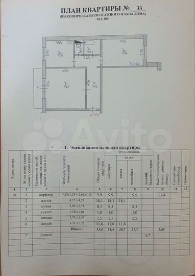 2-к. квартира, 51,4 м², 9/9 эт.