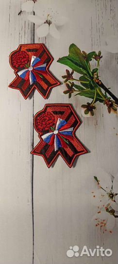 Брошь 9 мая, вышивка,Георгиевская лента