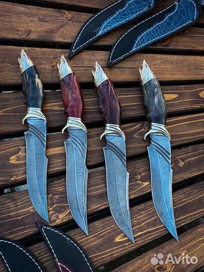 Нож акула из дамасской стали