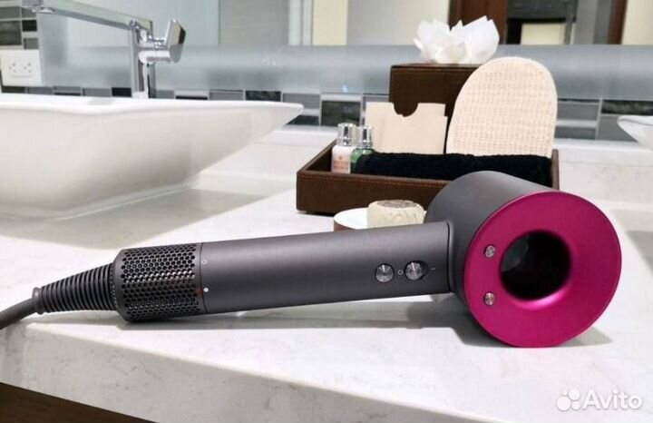 Фен профессиональный для волос с 5 насадками, фукс