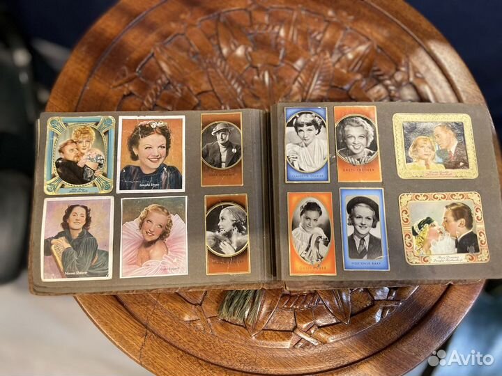 Антикварный фото альбом с коллекцией фото карточек