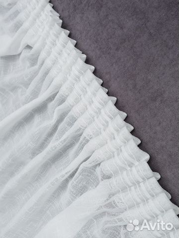 Готовый тюль лен фэнтези белый, кремовый