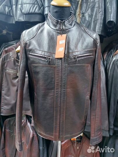 Мужская кожаная куртка новая коллекция