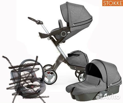 Коляска stokke xplory v4 2 в 1 в хорошем состоянии