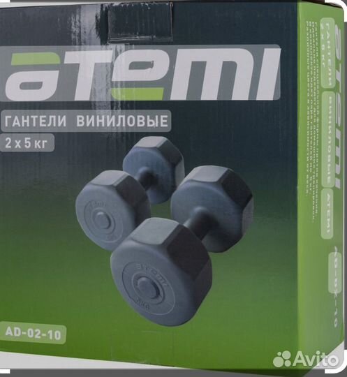 Виниловые гантели atemi AD0210, 5 кг, 2 шт