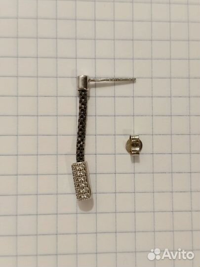 Серьги серебро чёрный родий