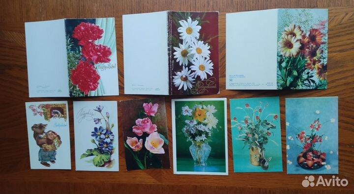 Открытки СССР 1968,73,78,83,88 цветы к юбилею